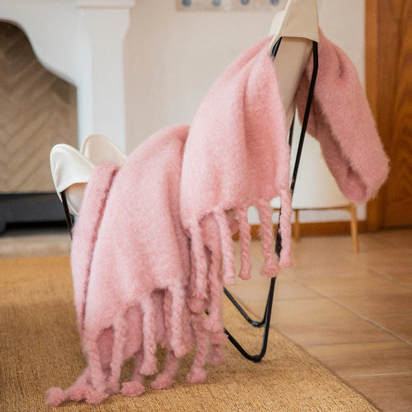 Pink Mohair Pillow Cover