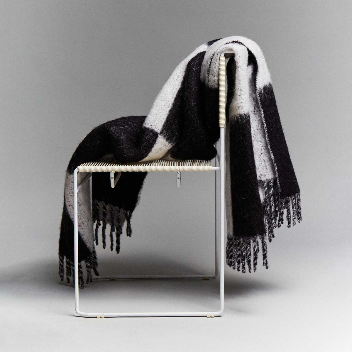 Check Black and White Mohair Blanket