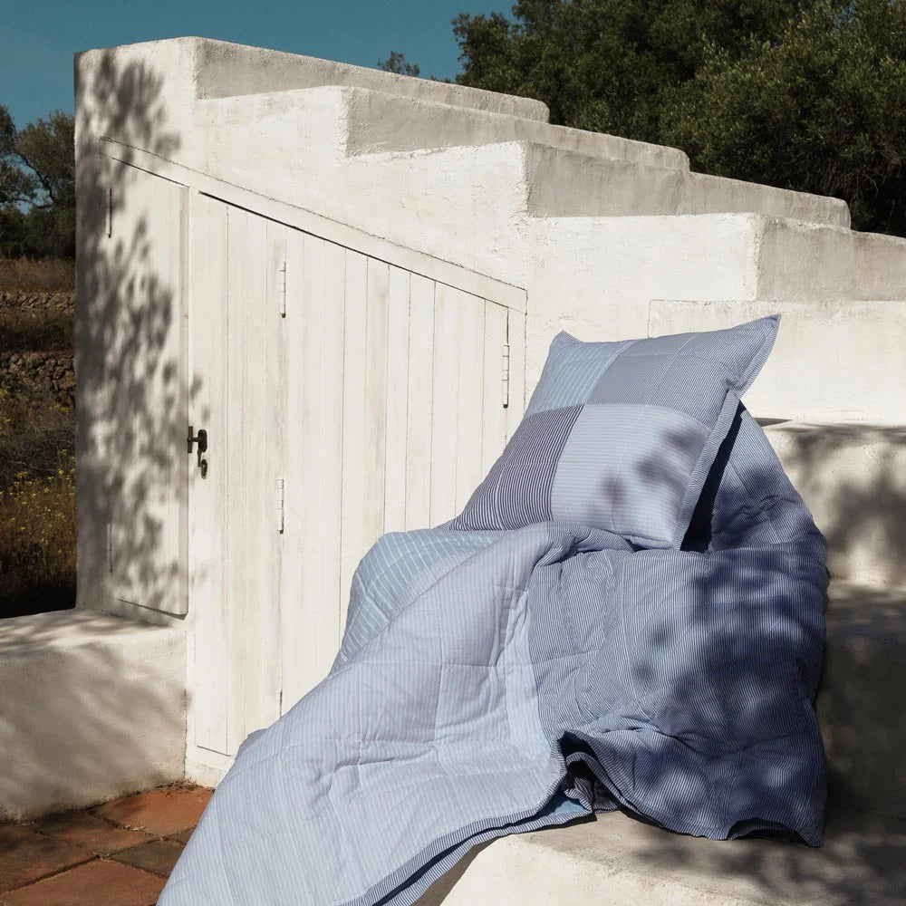 Blue Patchwork Pillow Cover