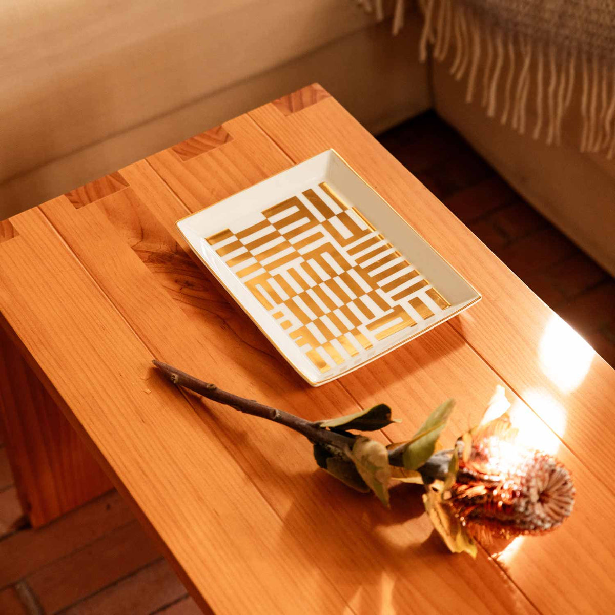 Abstract Gold Porcelain Tray