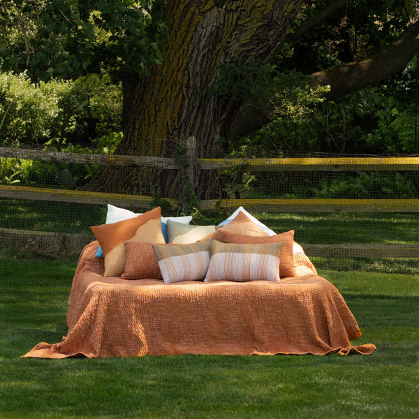 Copper Brown Botanical Cotton Pillow Cover
