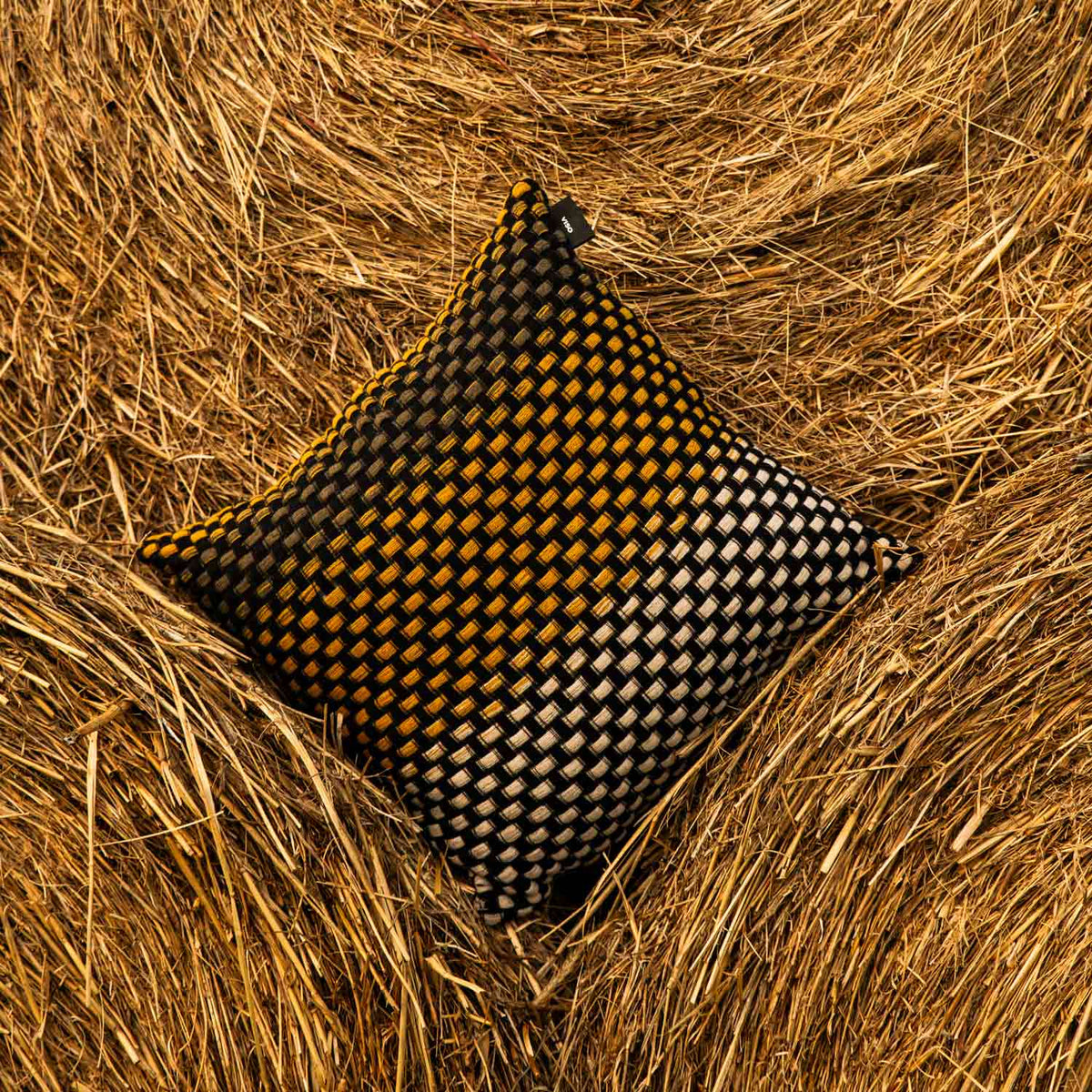 Mustard Gradient Basketweave Wool Pillow Cover