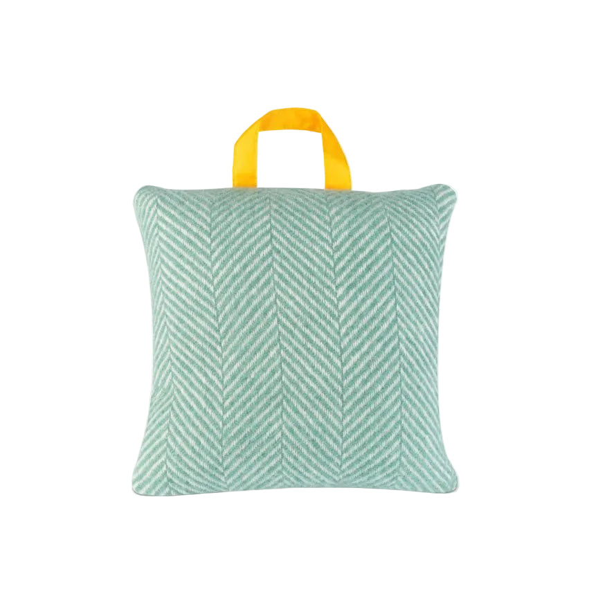 Waterproof Outdoor Cushion in Pure New Wool - Mint Green & Yellow - Heating & Plumbing London - 