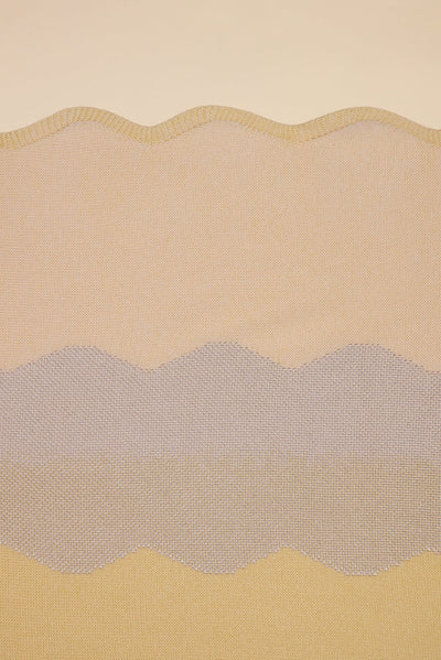 detail of wavy knit organic cotton table runner in yellow