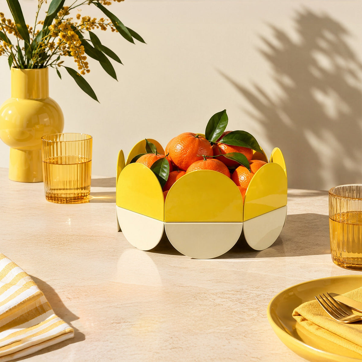 Yellow Wave Bowl - Large Fruit Basket