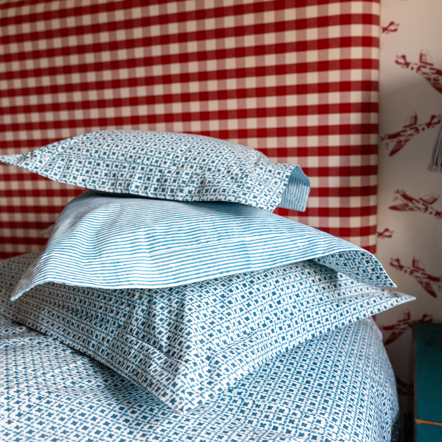 Blue Criss Cross Pillowcase