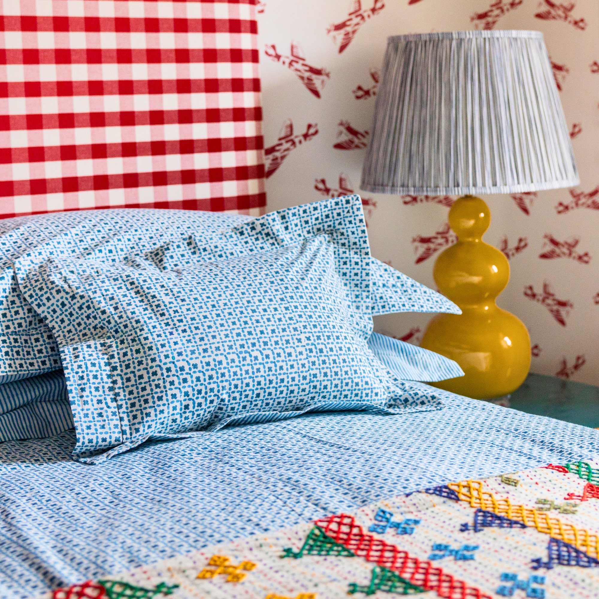 Blue Criss Cross Baby / Boudoir Pillowcase