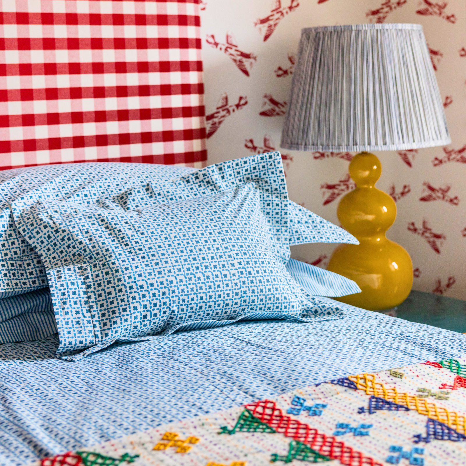 Blue Criss Cross Baby / Boudoir Pillowcase