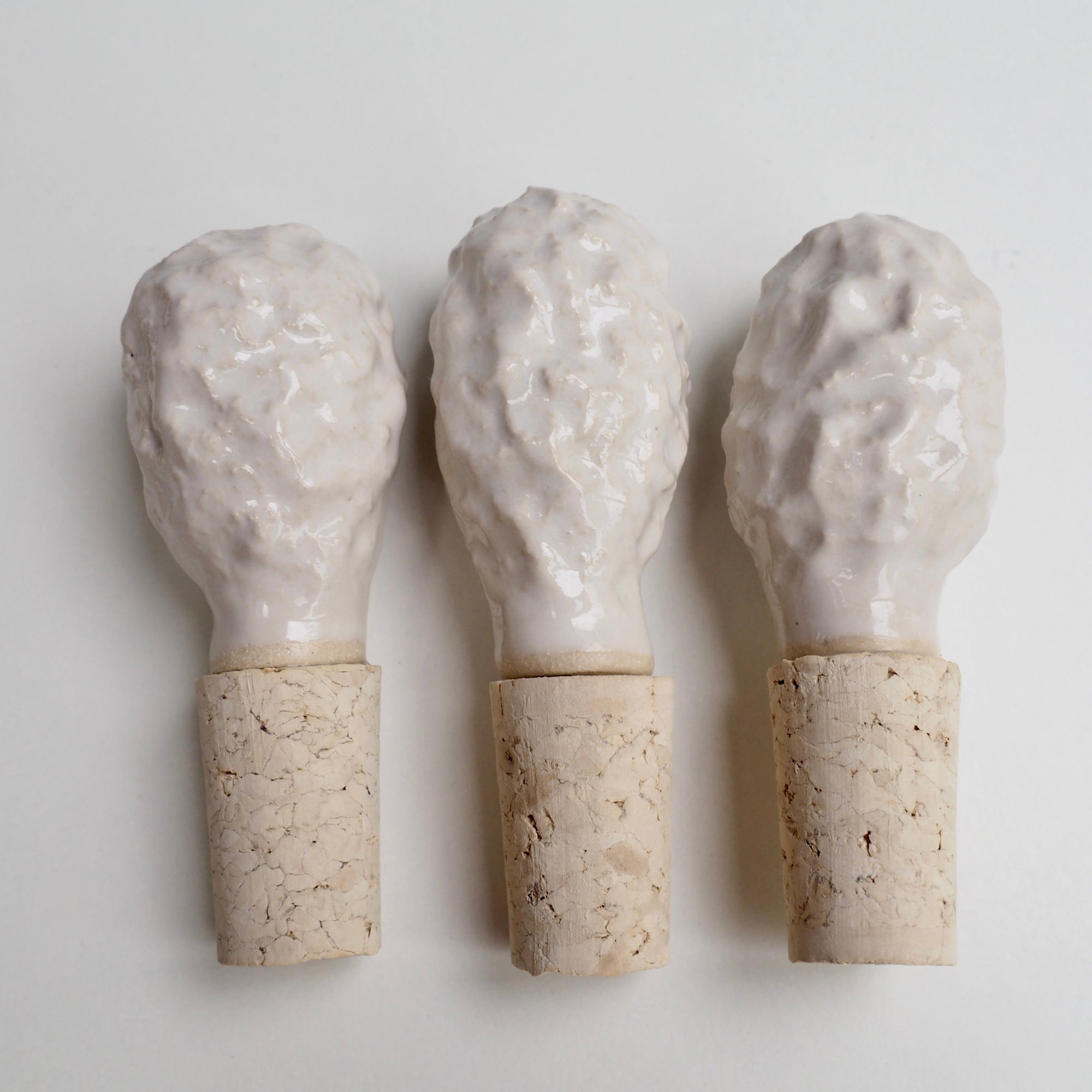 Handmade Textural Ceramic and Cork Bottle Stopper