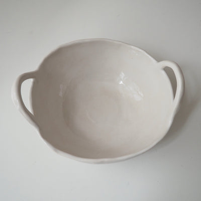white ceramic bowl with handles