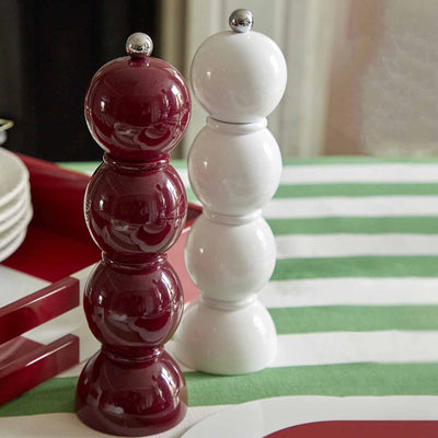 White Lacquer Bobbin Salt or Pepper Mill Grinder - Addison Ross Ltd UK