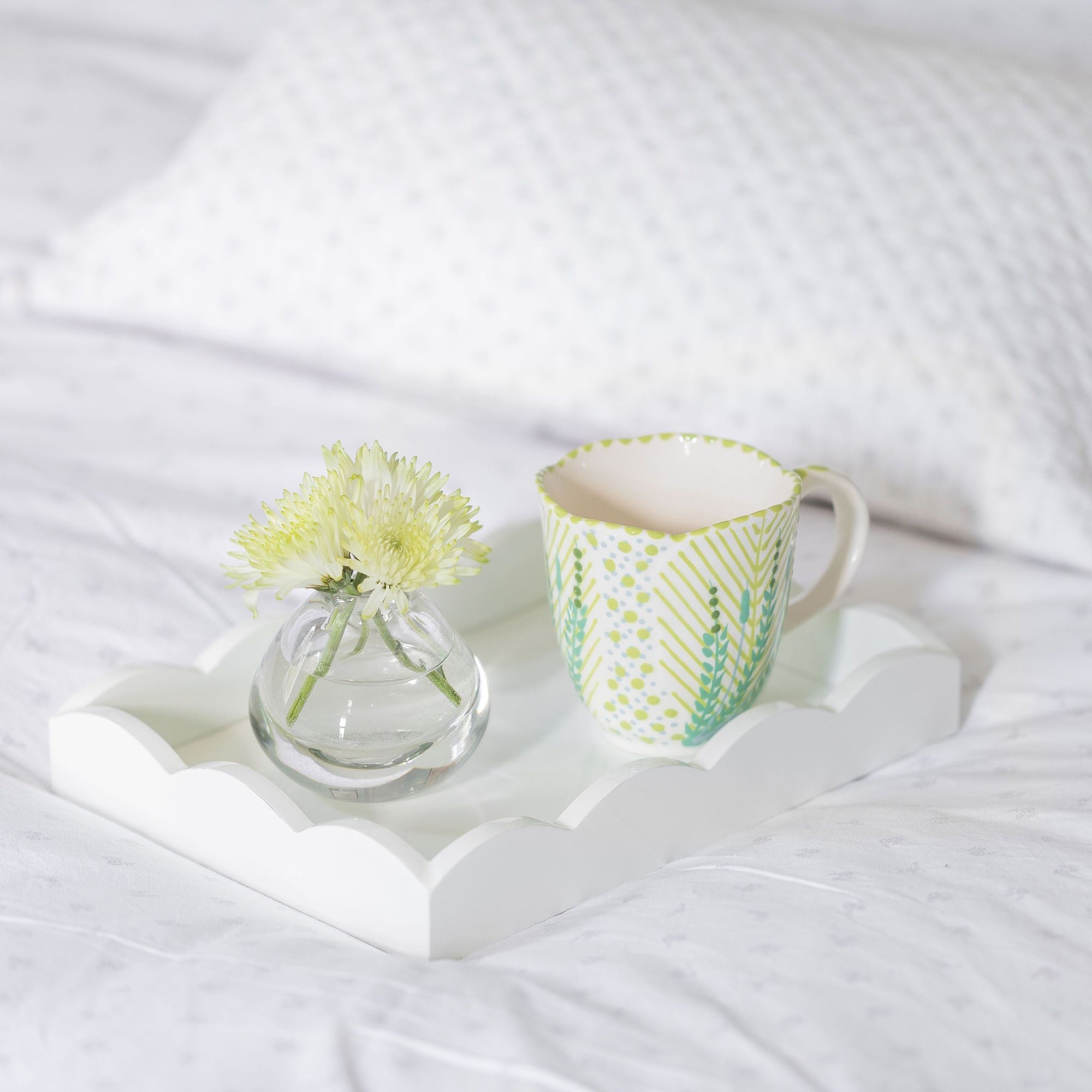 White Small Lacquered Scalloped Vanity Tray - Addison Ross Ltd UK