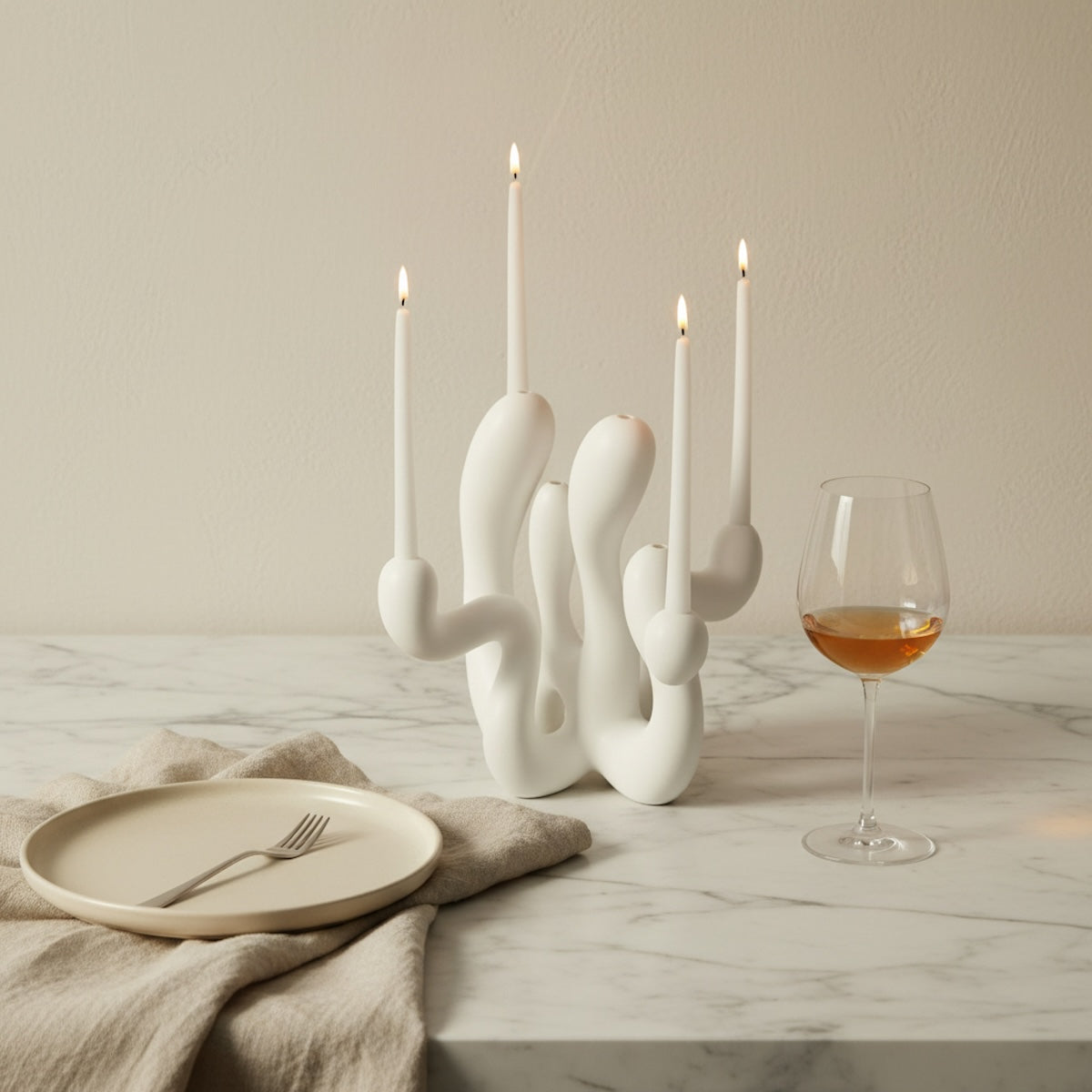 Hold the Light Sculptural Candleholder - White