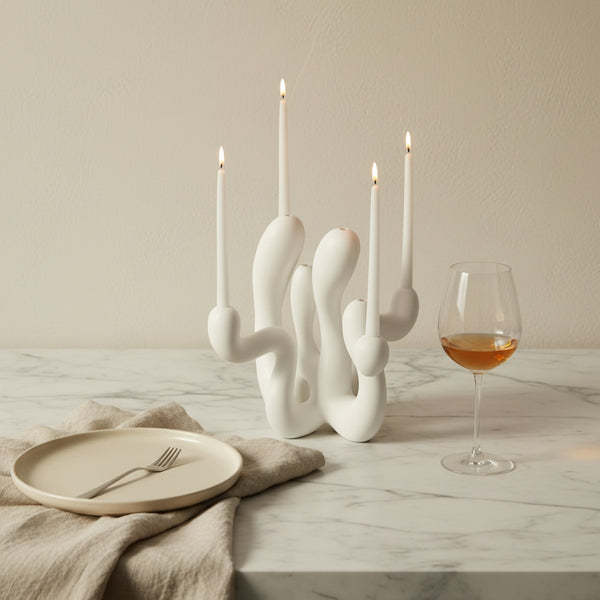 Hold the Light Sculptural Candleholder - White