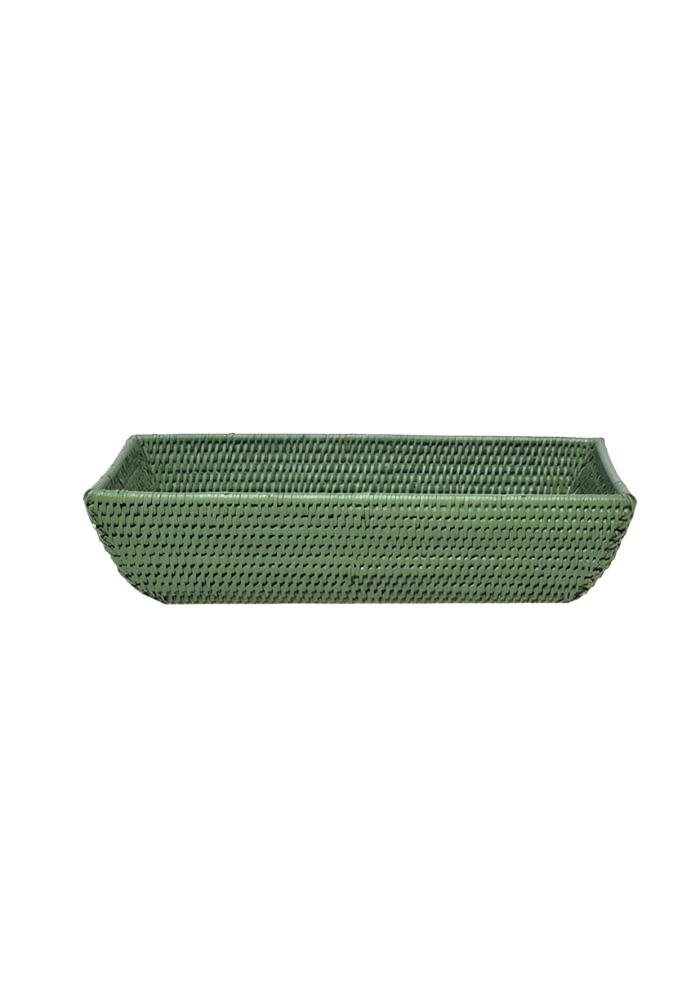 Wiltshire Long Rattan Basket in Green - Casa by Josephine Jenno