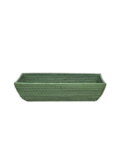 Wiltshire Long Rattan Basket in Green - Casa by Josephine Jenno