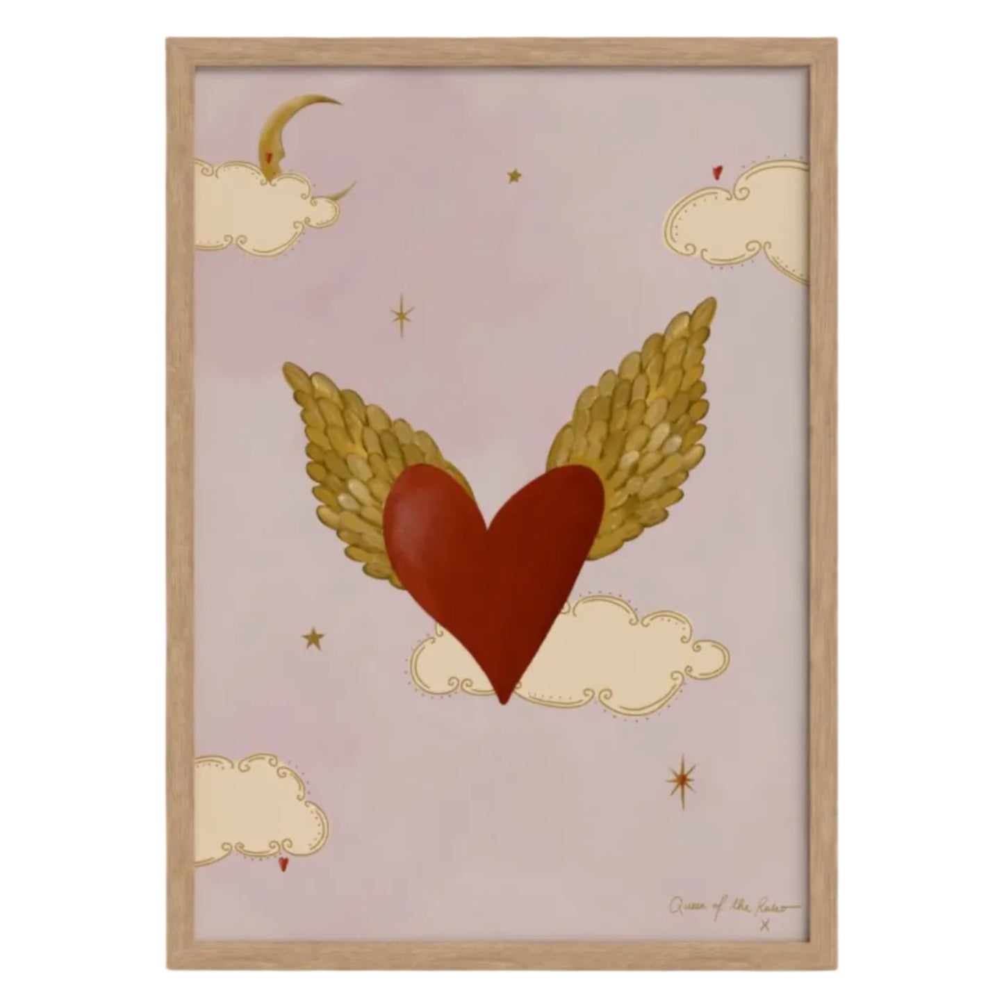 Winged Heart art print — hand-illustrated giclée by Queen of the Rodeo