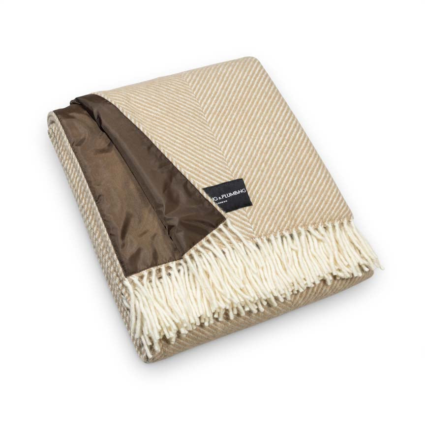 Pure New Wool Picnic Blanket - Checkmate - Latte