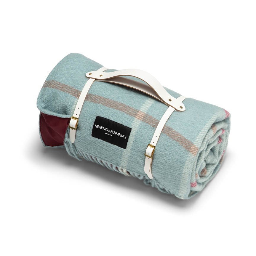 Pure New Wool Picnic Blanket - Duck Egg Checks