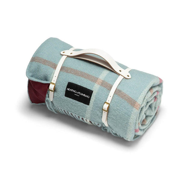 Pure New Wool Picnic Blanket - Duck Egg Checks