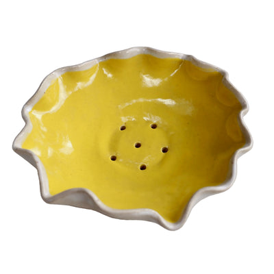 yellow ceramic soap dish