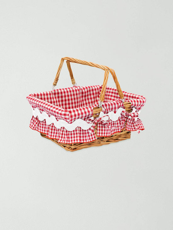 Load image into Gallery viewer, Picnic Basket in Red with White Trim
