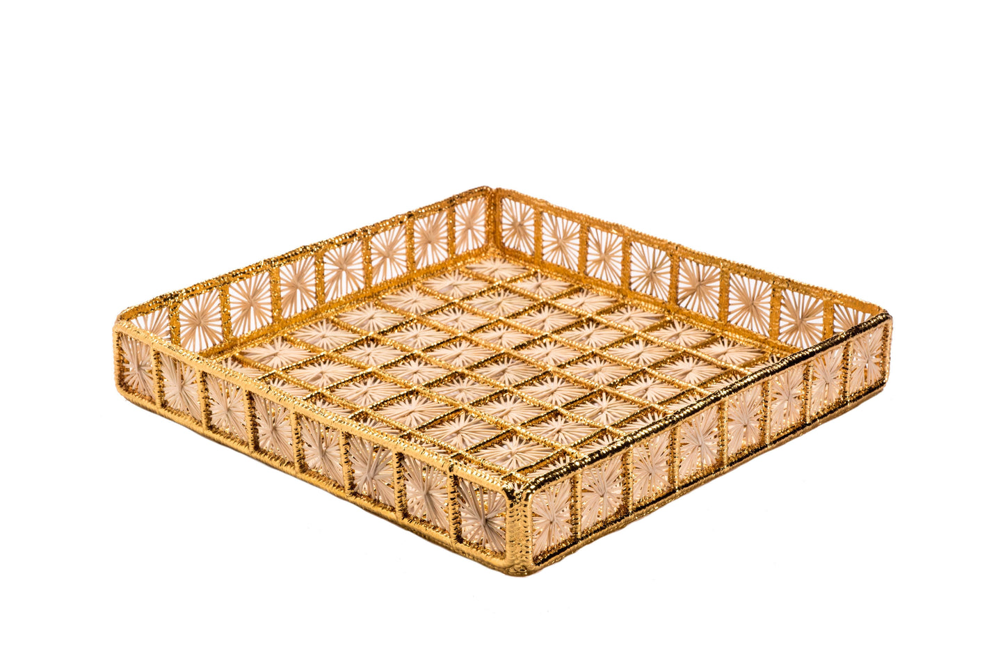 Telar Large Square Tray | Gold & Natural