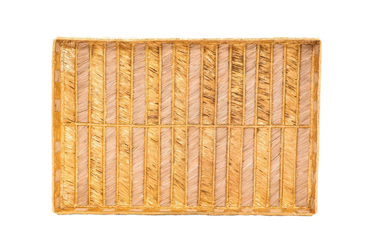 Rayas Large Rectangular Tray | Gold & Natural