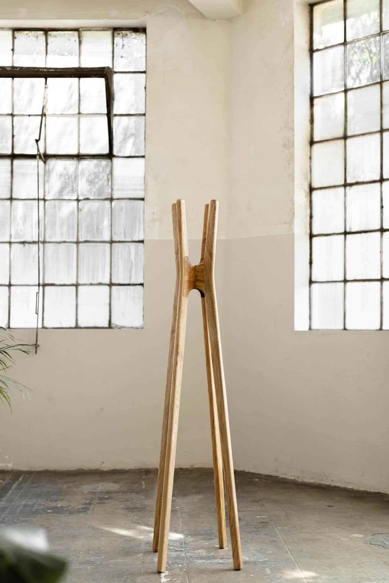 High Wooden Coat Rack