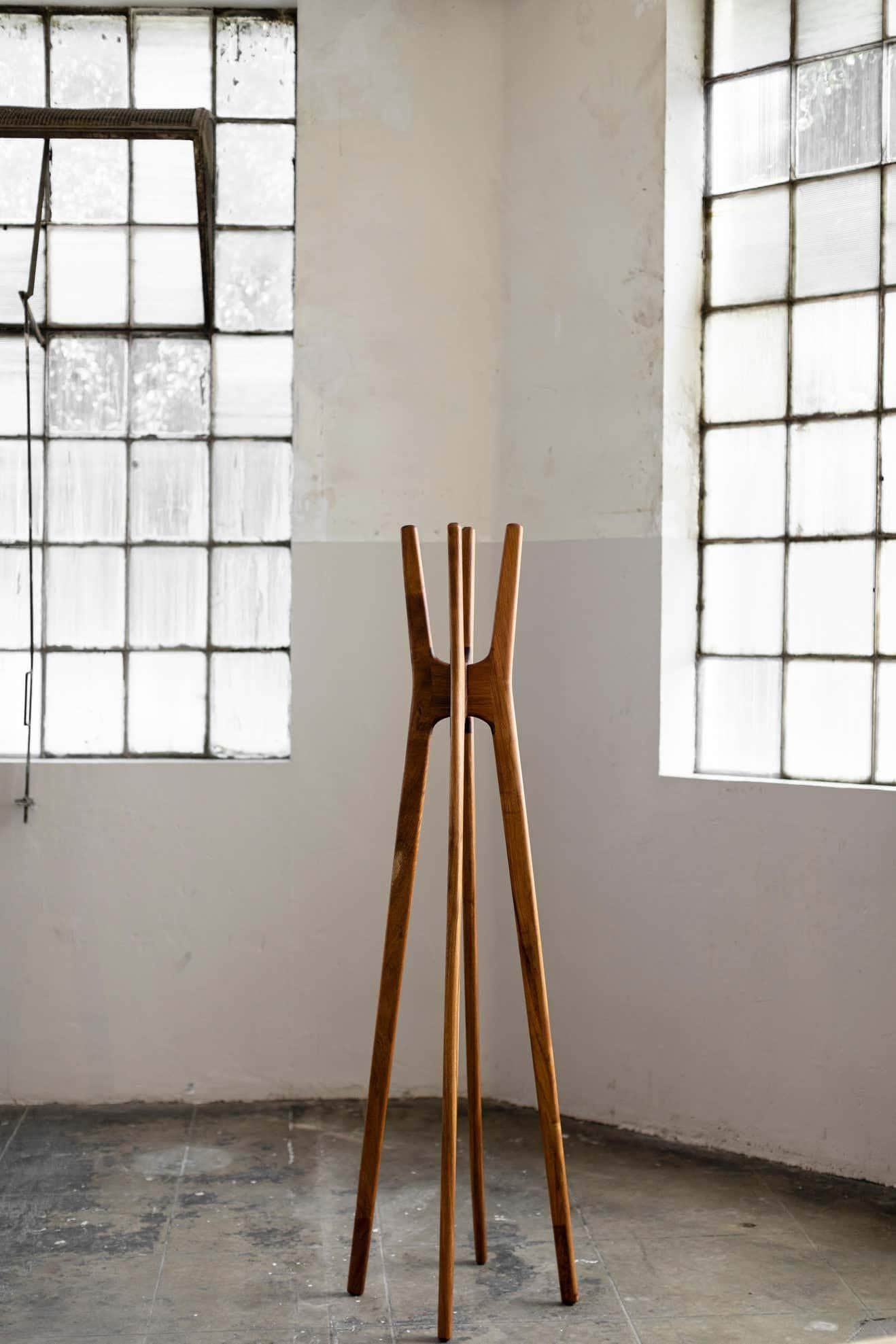 High Wooden Coat Rack