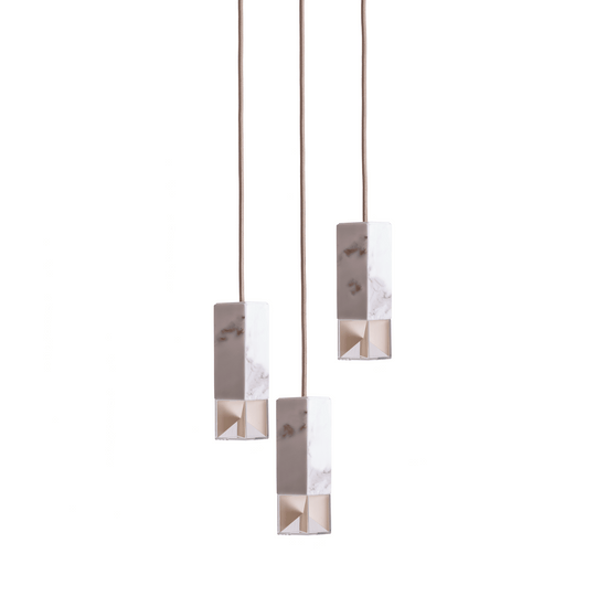 Lamp/One Marble Trio Chandelier