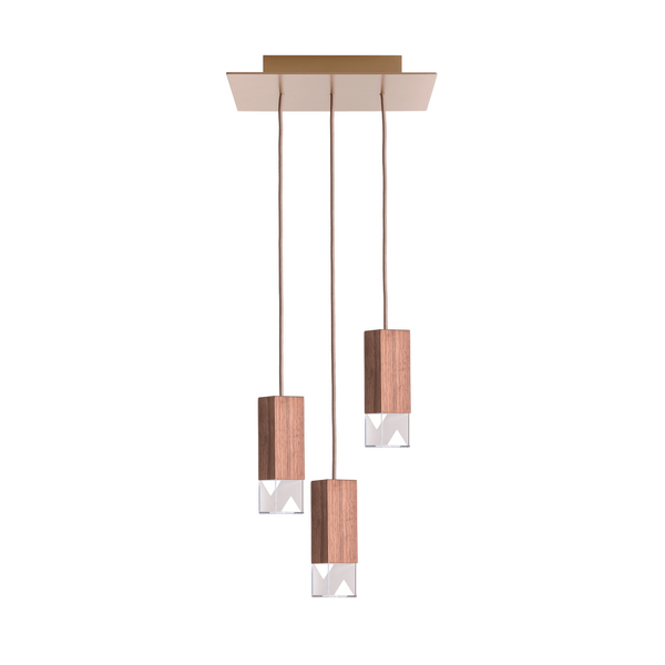 Lamp/One Wood Trio Chandelier