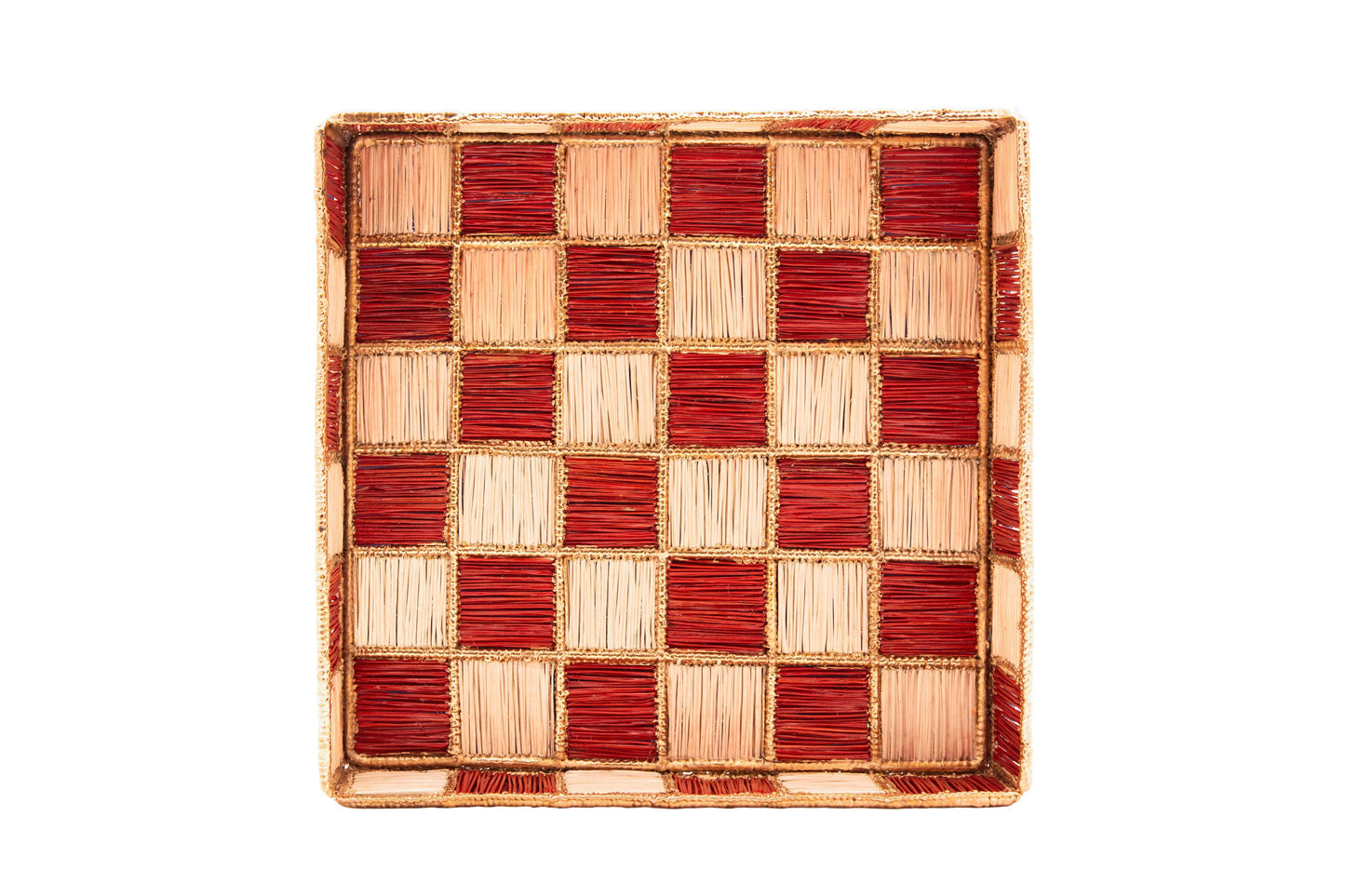 Damero Large Square Tray | Natural, Gold & Terracota