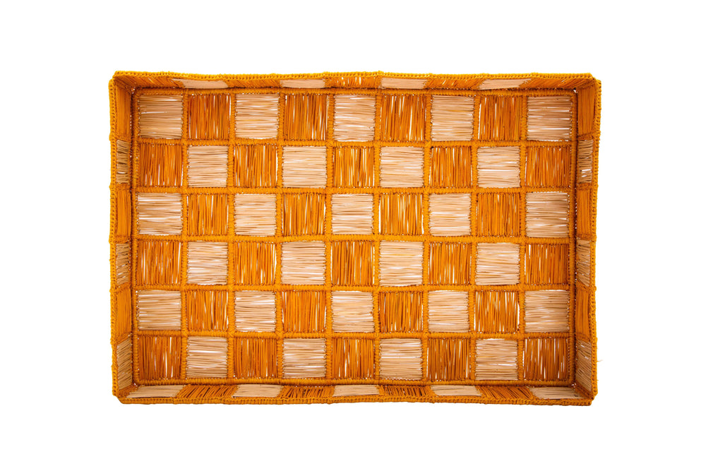 Damero Large Rectangular Tray | Mustard & Natural