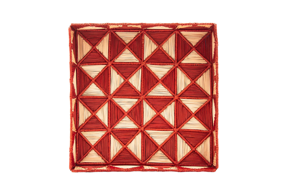 Malla Large Square Tray | Terracotta & Natural