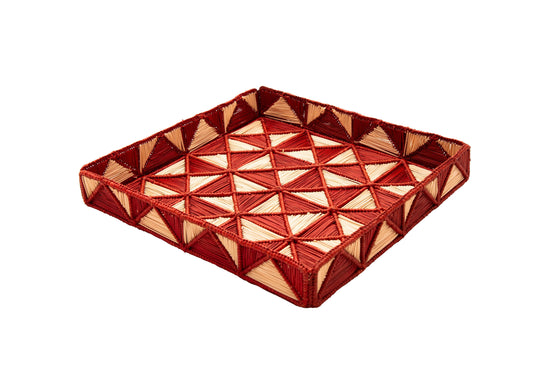 Malla Large Square Tray | Terracotta & Natural