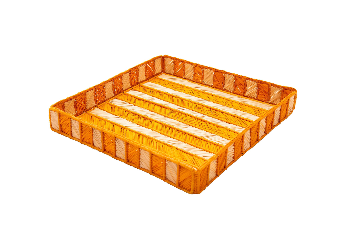 Load image into Gallery viewer, Rayas Large Square Tray | Mustard &amp;amp; Natural
