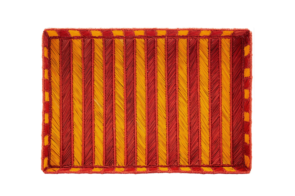 Rayas Large Rectangular Tray | Mustard & Terracotta