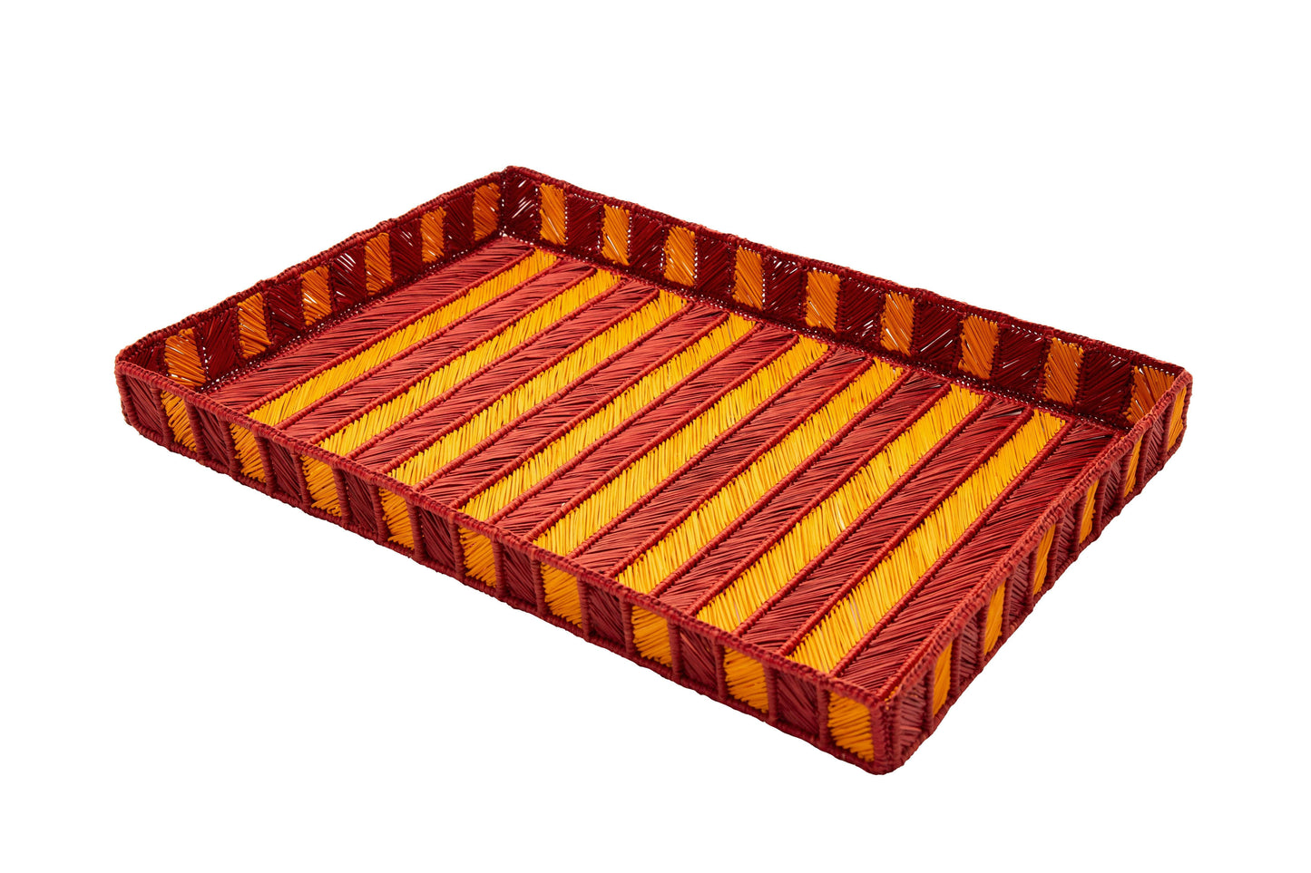 Rayas Large Rectangular Tray | Mustard & Terracotta