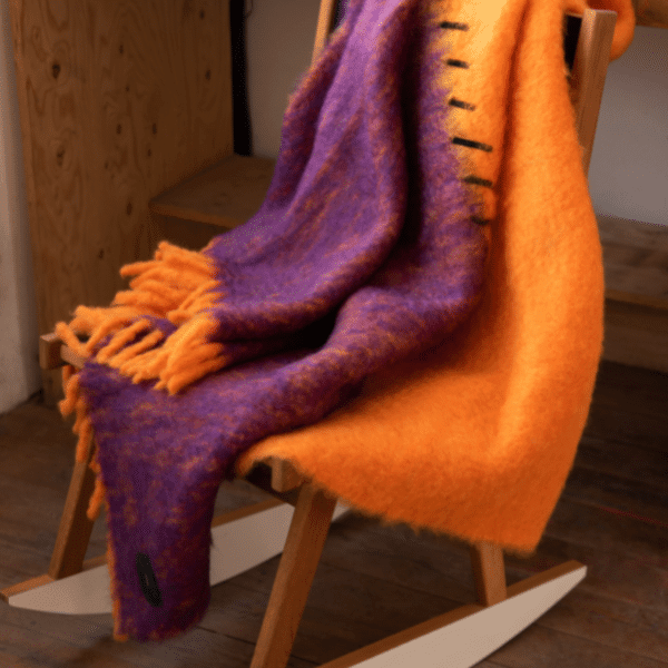 Viso Mohair Blanket Orange & Purple Colour Block chair
