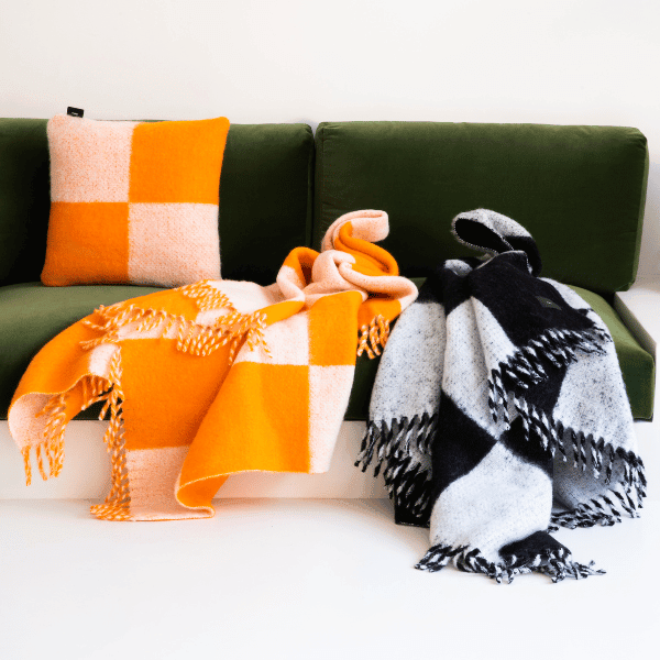 Viso Mohair Blanket Black & White Check Lifestyle