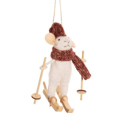 Load image into Gallery viewer, Skiing Mouse Felt Hanging Decoration
