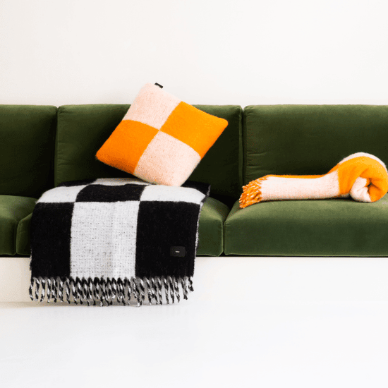 Viso Mohair Blanket Black & White Check Lifestyle