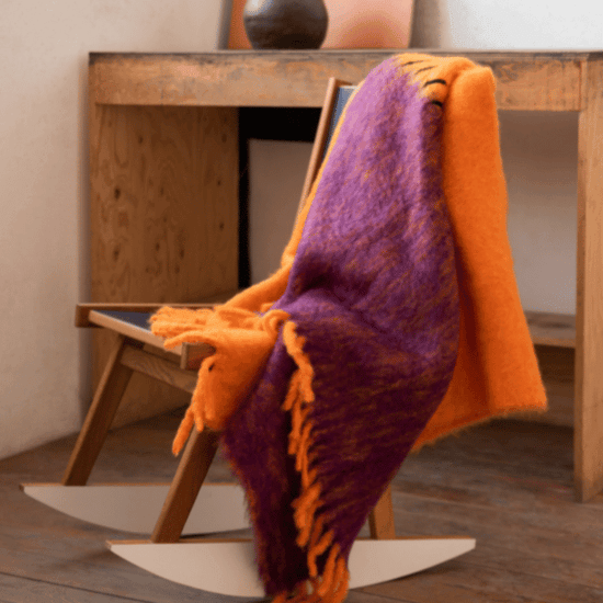 Viso Mohair Blanket Orange & Purple Colour Block chair