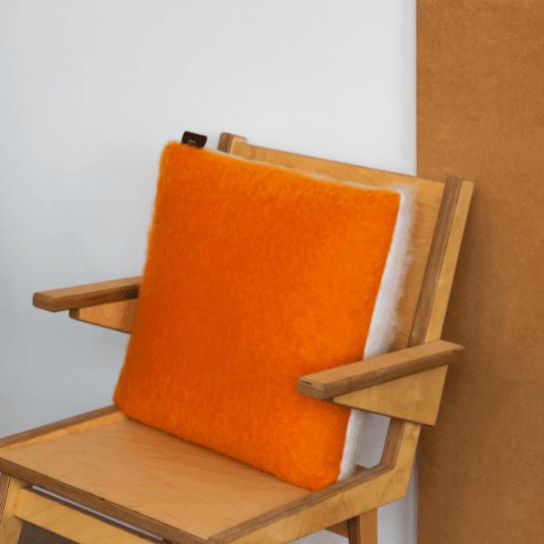 Viso Mohair Pillow Orange and White chair