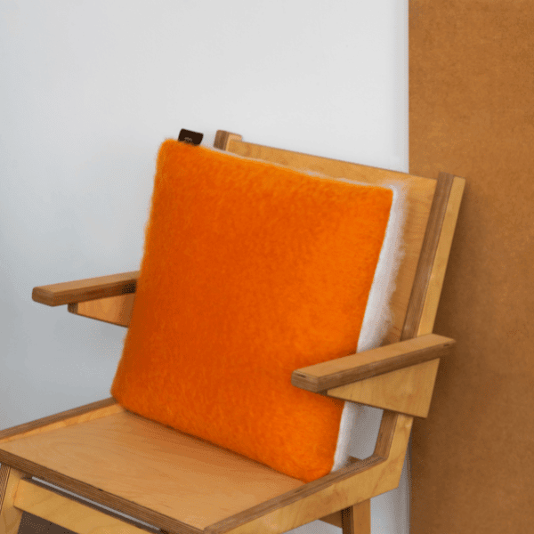 Load image into Gallery viewer, Viso Mohair Pillow Orange and White chair
