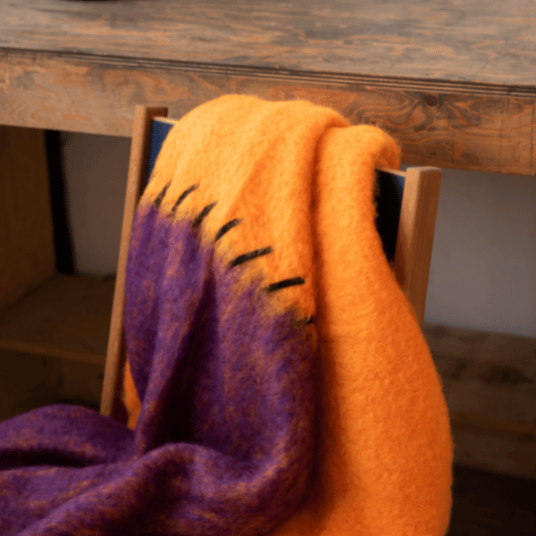 Viso Mohair Blanket Orange & Purple Colour Block
