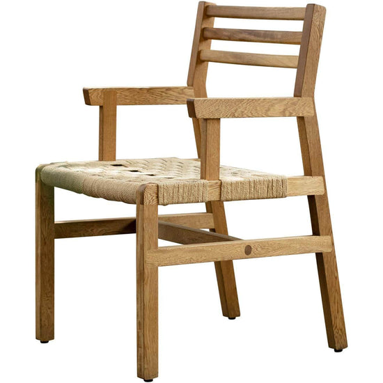 S Collection Wooden Chair with Armrest Handwoven with Jute
