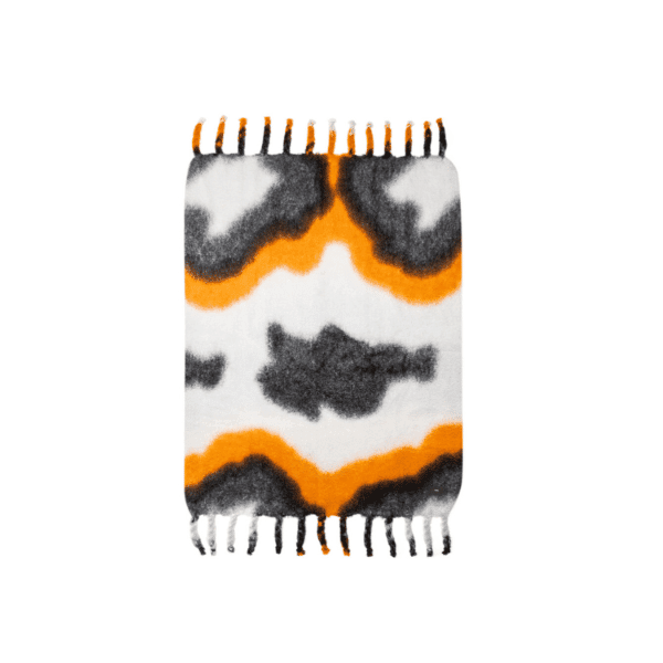 Viso Mohair Blanket White, Orange and Black Pattern