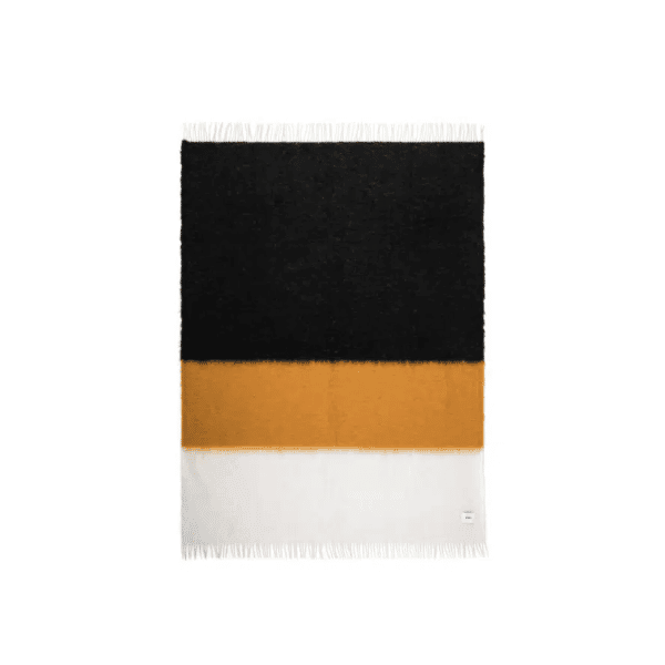Load image into Gallery viewer, Viso Mohair Blanket Black, Yellow and White Colour Block
